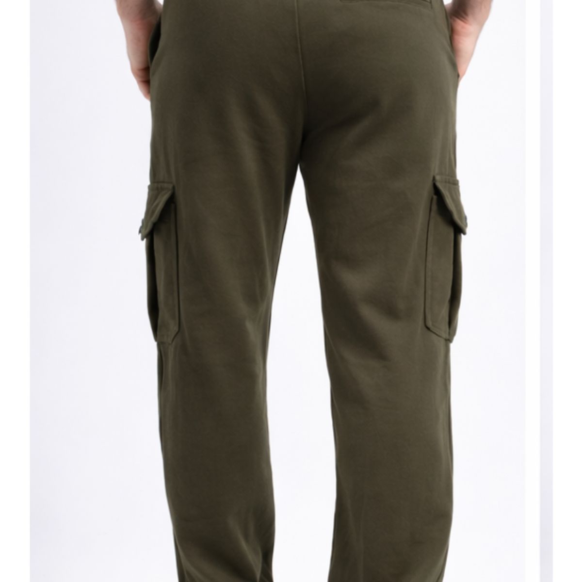 ENKI - Pantalón Cargo Verde Militar Hombre Algodón Franela Urbano Premium