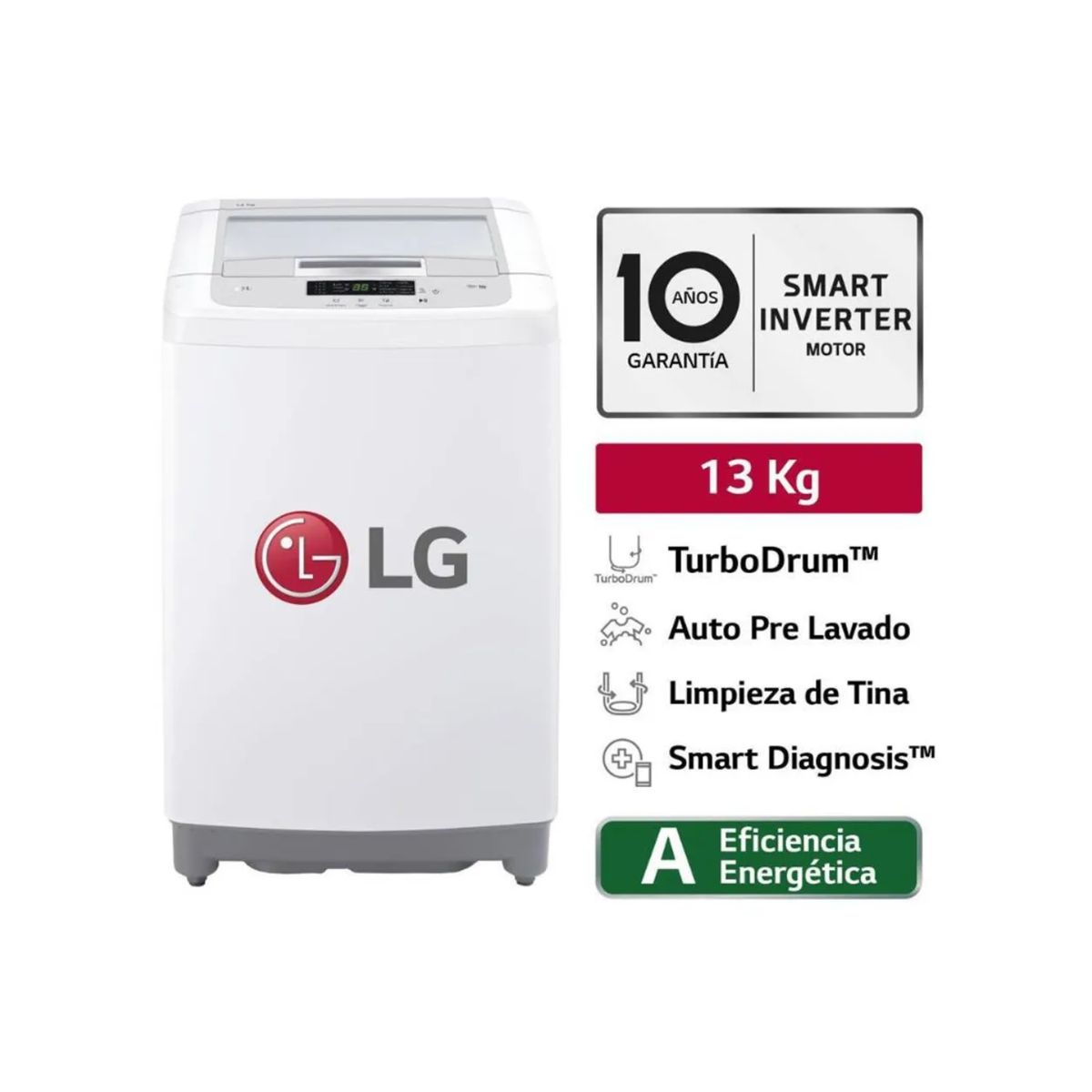 LG - Lavadora LG Carga Superior Smart Motion con TurboDrum 13 Kg WT13WPBK