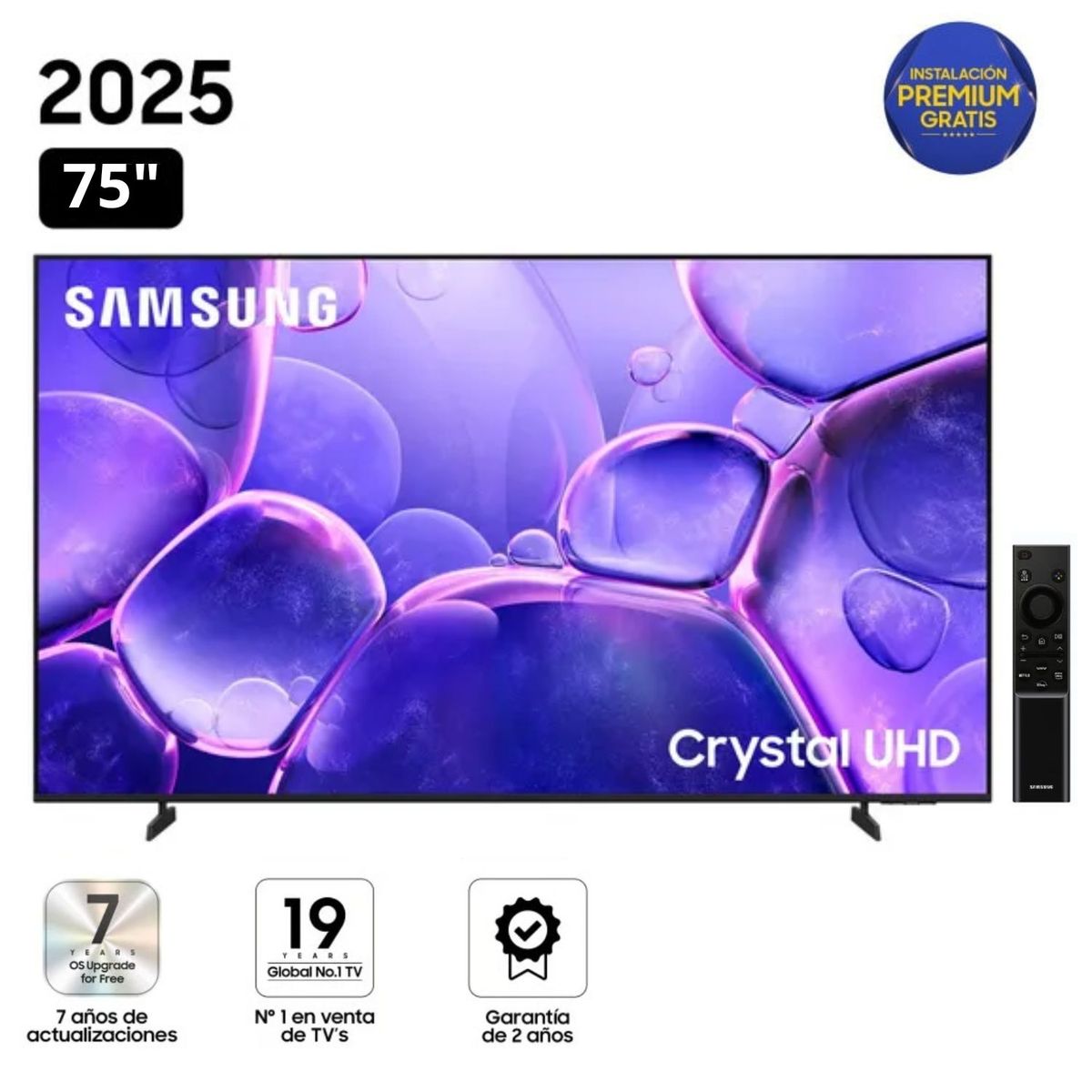 SAMSUNG - Televisor Samsung Smart TV 75"Crystal UHD 4K UN75U8000FGXPE - Nuevo 2025