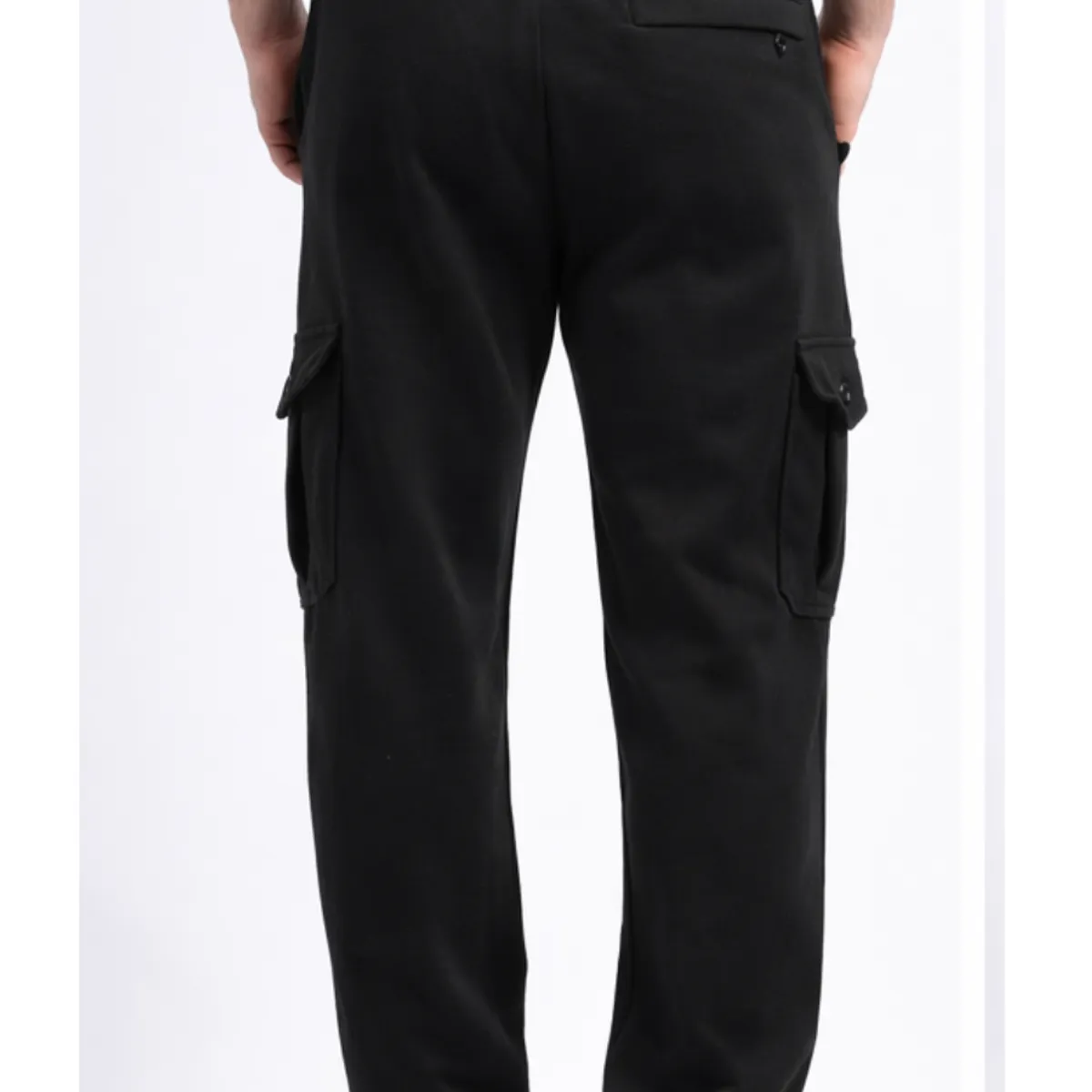 ENKI - Pantalón Cargo Negro Hombre Algodón Franela Urbano Premium