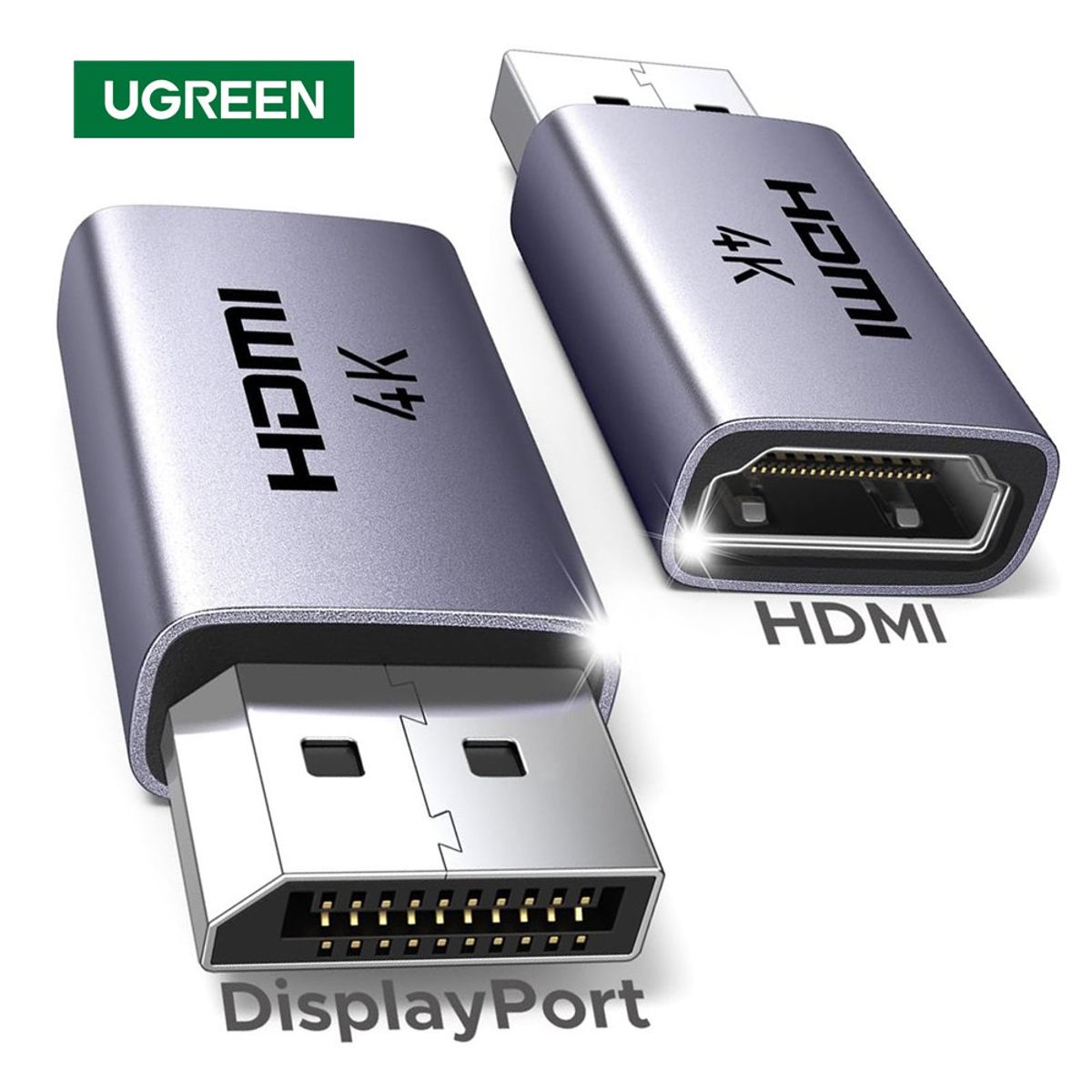 UGREEN - Pack 2 adaptador convertidor Displayport a HDMI 4k 30hz UGREEN unidireccional