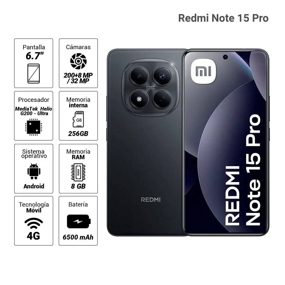 XIAOMI - Celular Xiaomi Redmi Note 15 Pro 256GB ROM 8GB RAM