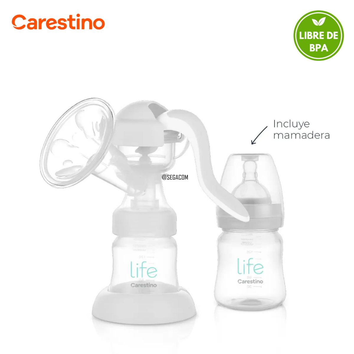 CARESTINO - Extractor de Leche Sacaleche Manual CARESTINO -LIFE M- Gris