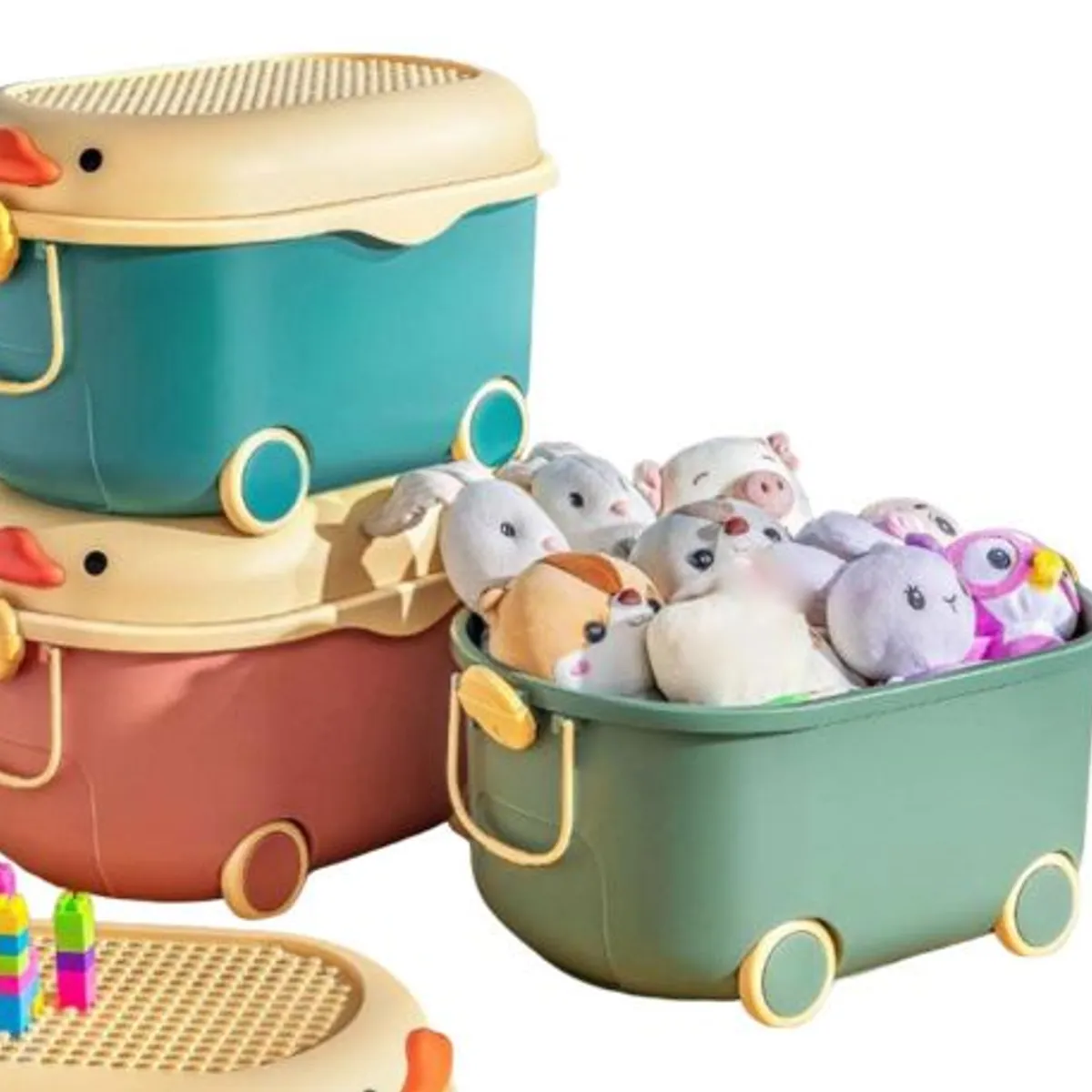 GENERICO - Caja Organizadora con Tapa para Juguetes y Bloques - Celeste