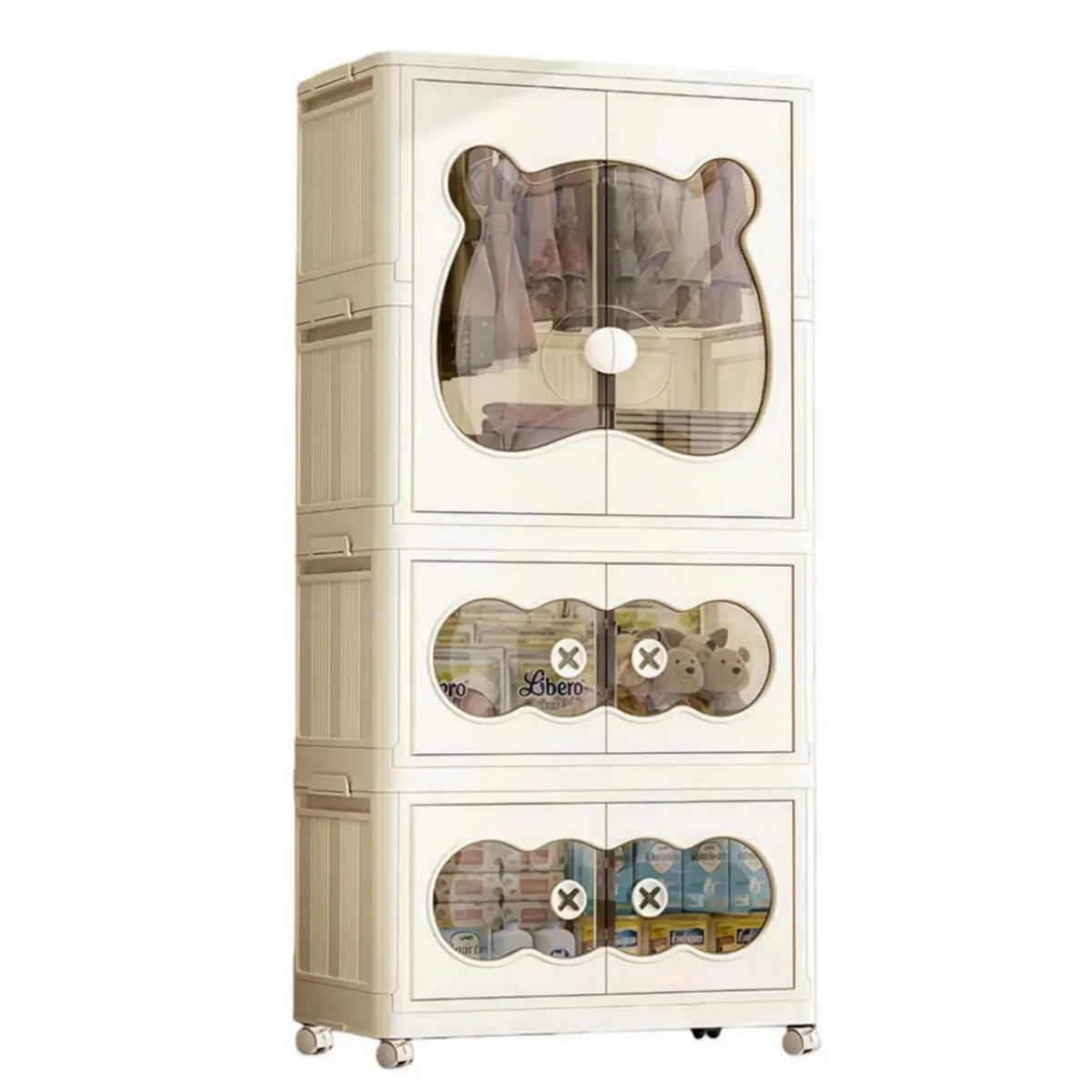 GENERICO - armario portátil plegable cómoda ropero para niños 138.5x74x37cm + colgadores