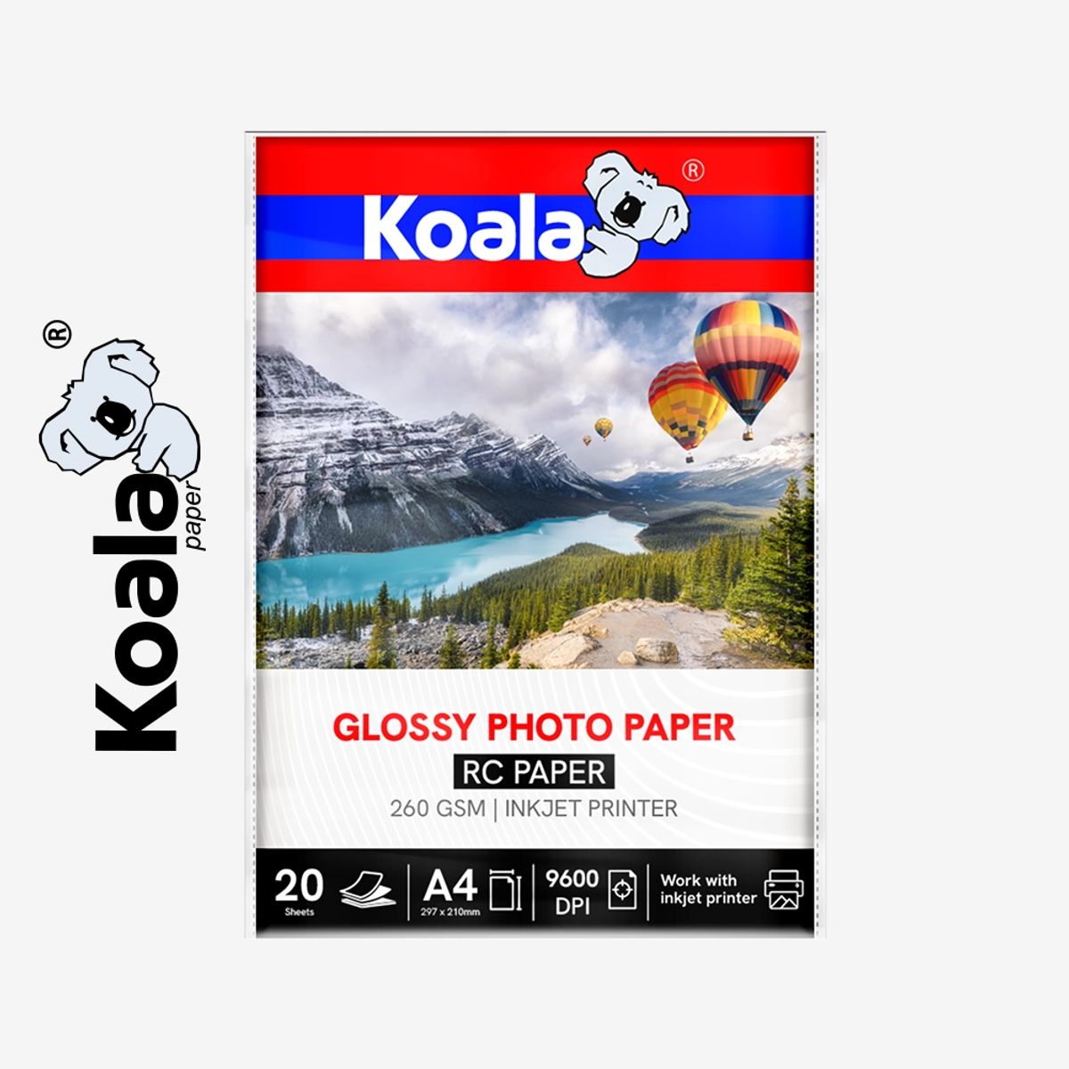 KOALA - Papel Fotográfico Brillante RC 260gr A4 – 20 Hojas