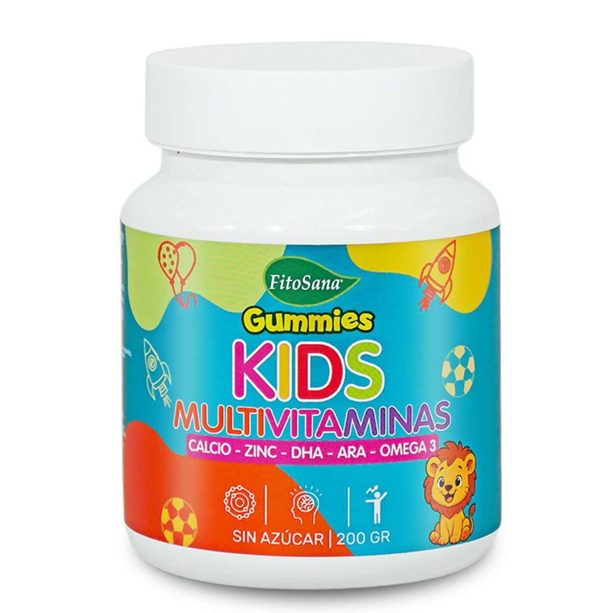 FITOSANA - GUMMIES KIDS MULTIVITAMINAS FITOSANA - GOMITAS FUNCIONALES CON CALCIO ZINC DHA ARA OMEGA 3 SABOR NARANJA 200G