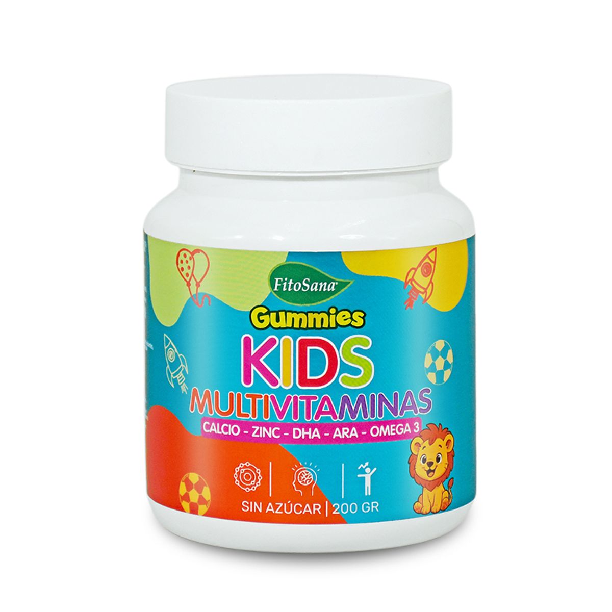 FITOSANA - GUMMIES KIDS MULTIVITAMINAS FITOSANA - GOMITAS FUNCIONALES CON CALCIO ZINC DHA ARA OMEGA 3 SABOR NARANJA 200G