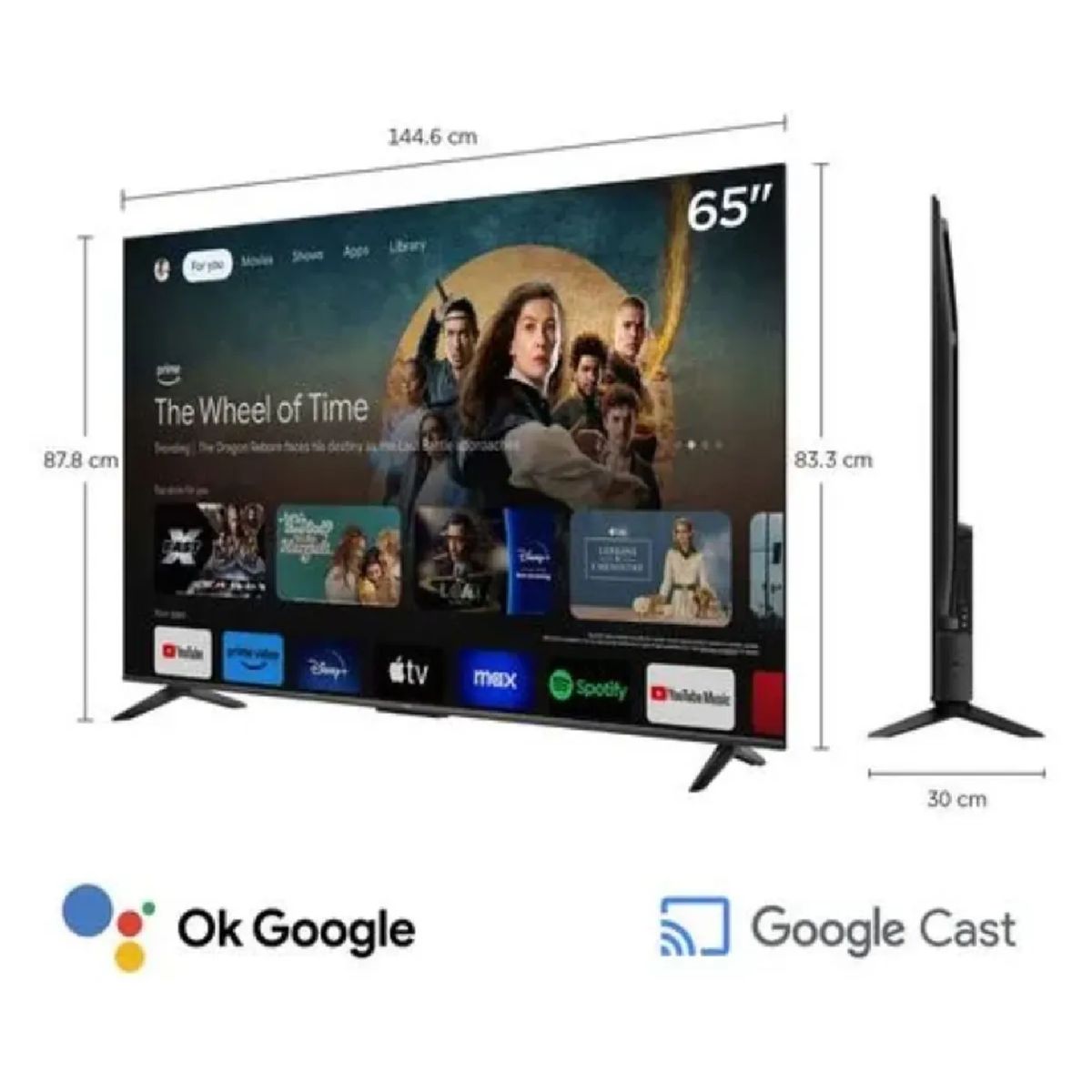 TCL - Televisor TCL 65” UHD 4K Google TV Smart TV 65V6C 2025 + Antena Digital