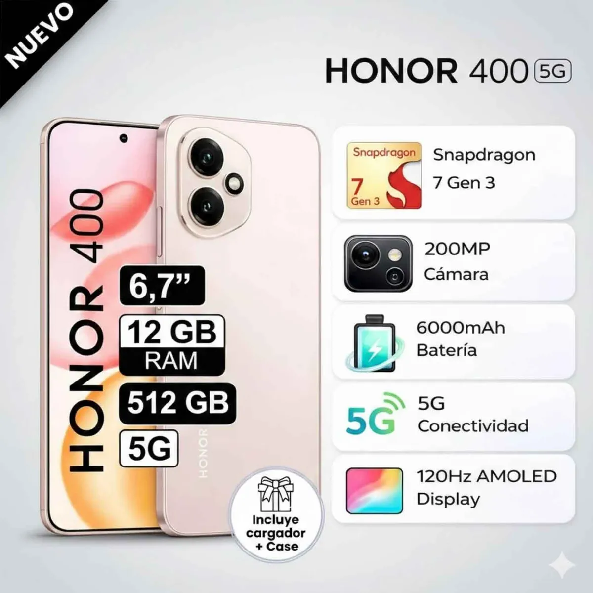 HONOR - Celular Honor 400 5G 512GB 12GB Ram Dorado