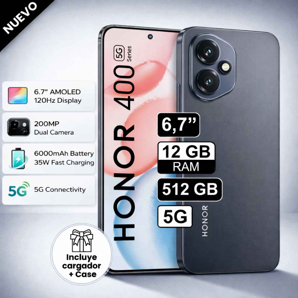 HONOR - Celular Honor 400 5G 512GB 12GB Ram Negro