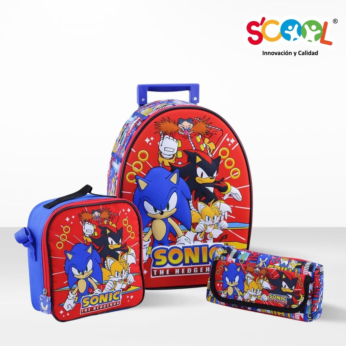 SCOOL - Set de Mochila Escolar Con Rueda Sonic The Hedgehog Scool