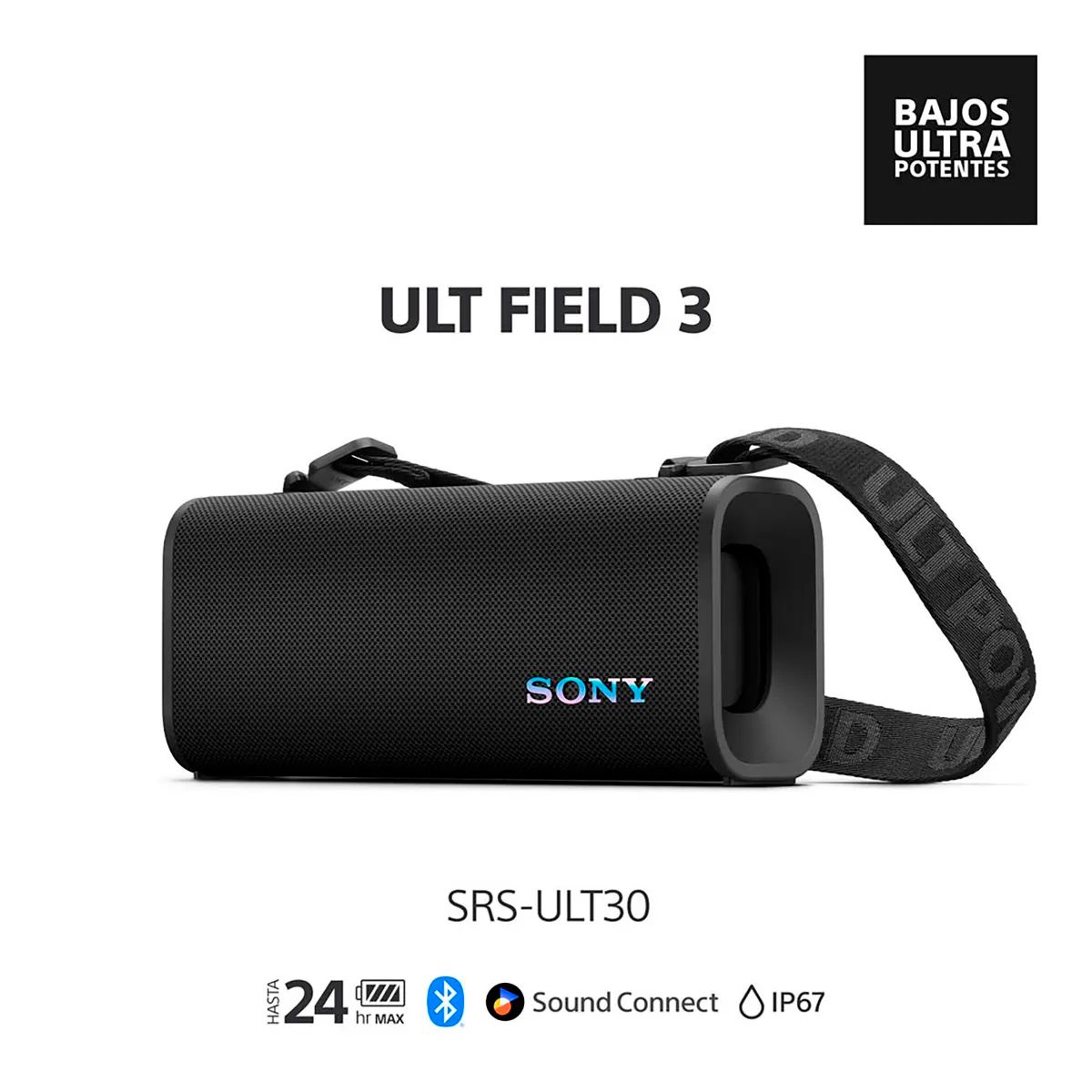 SONY - Parlante portátil Sony inalámbrico Waterproof 24 horas ULT FIELD 3 SRS-ULT30 GRAY GRIS OSCURO