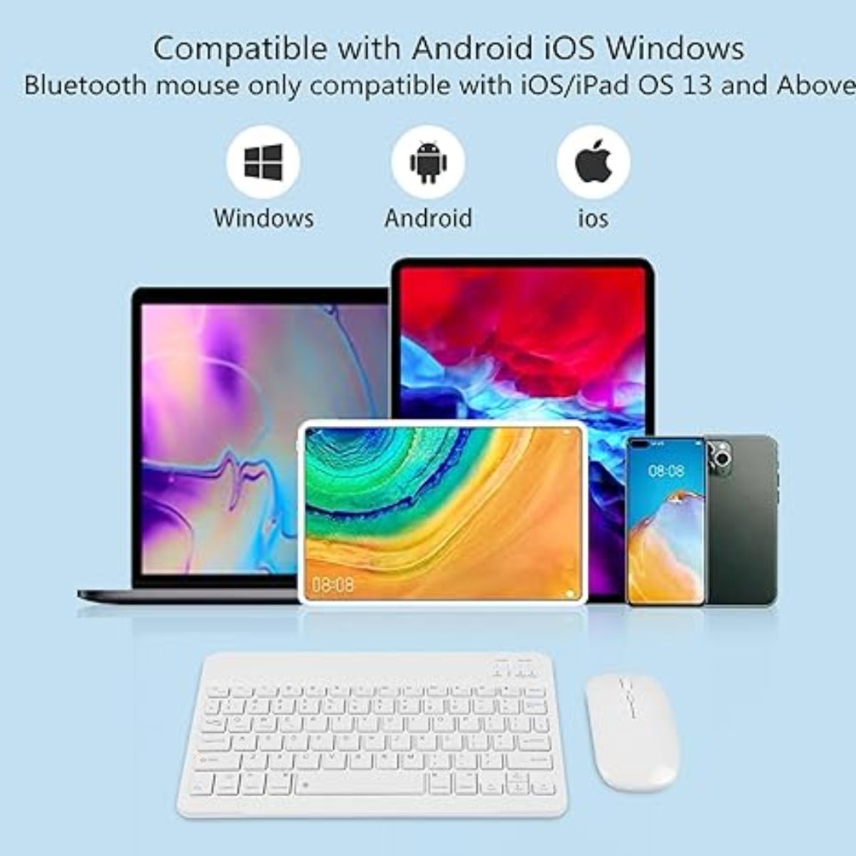 GENERICO - Teclado Y Mouse Bluetooth Celular Tablet TV - Color Blanco