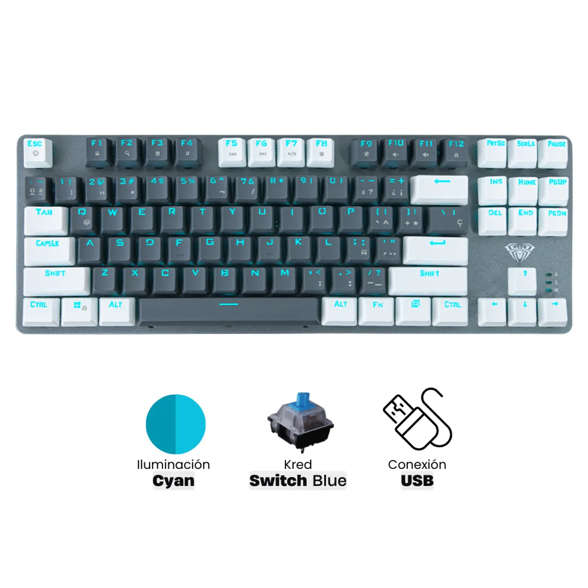 AULA - Teclado Mecanico Aula F3287 TKL Blanco  Gris