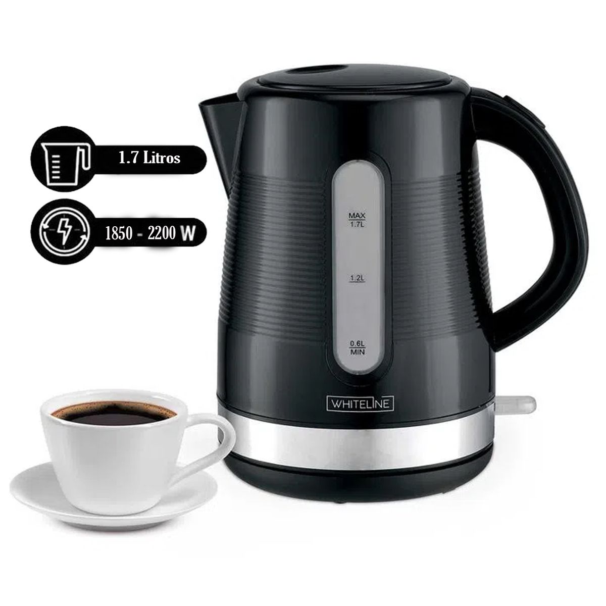 WHITELINE - Hervidor Eléctrico de 1.7 litros Whiteline 1707 Negro