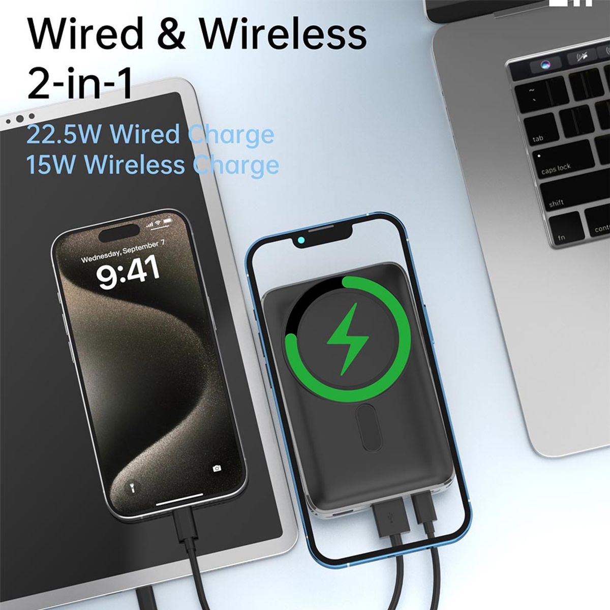 MN ELECTRONICS - Batería Externa Cargador Portátil ASPOR 20,000 mAh Negro A386 Carga Rápida Inalámbrica