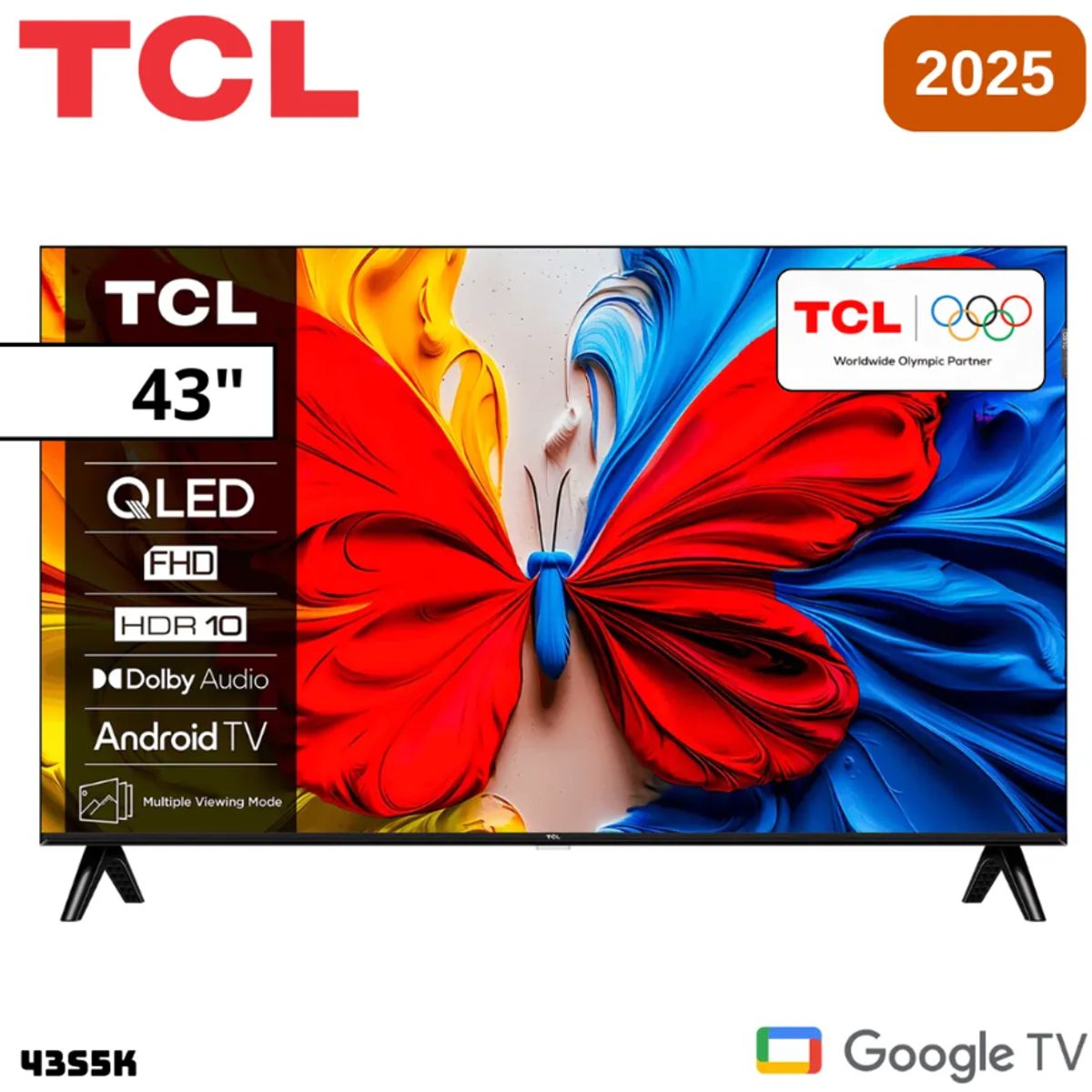 TCL - TELEVISOR TCL 43 QLED SMART TV GOOGLE TV FHD 2025 - 43S5K