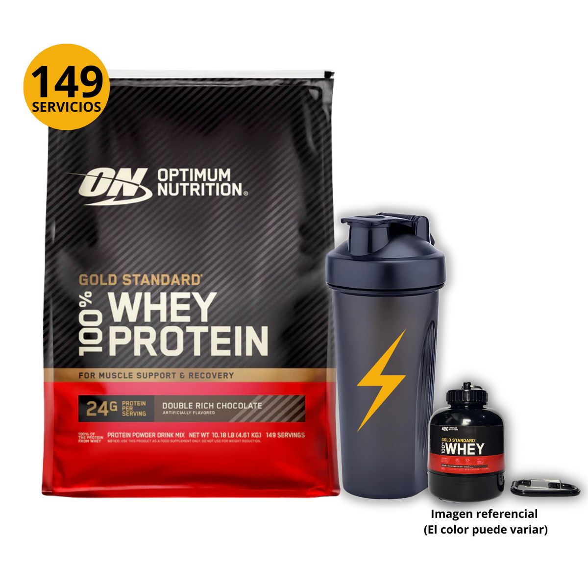 OPTIMUM NUTRITION - GOLD STANDARD WHEY 10LB CHOCOLATE + REGALOS - PROTEÍNA WHEY
