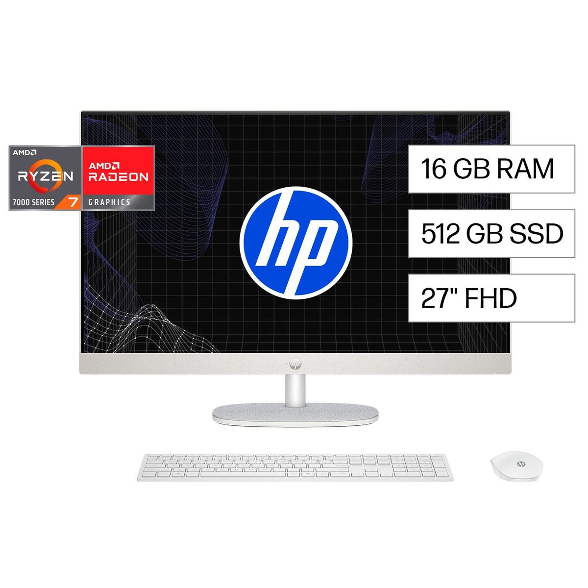 HP - Todo en Uno HP 27-cr0275la AMD Ryzen 7 16GB 512GB 27 W11