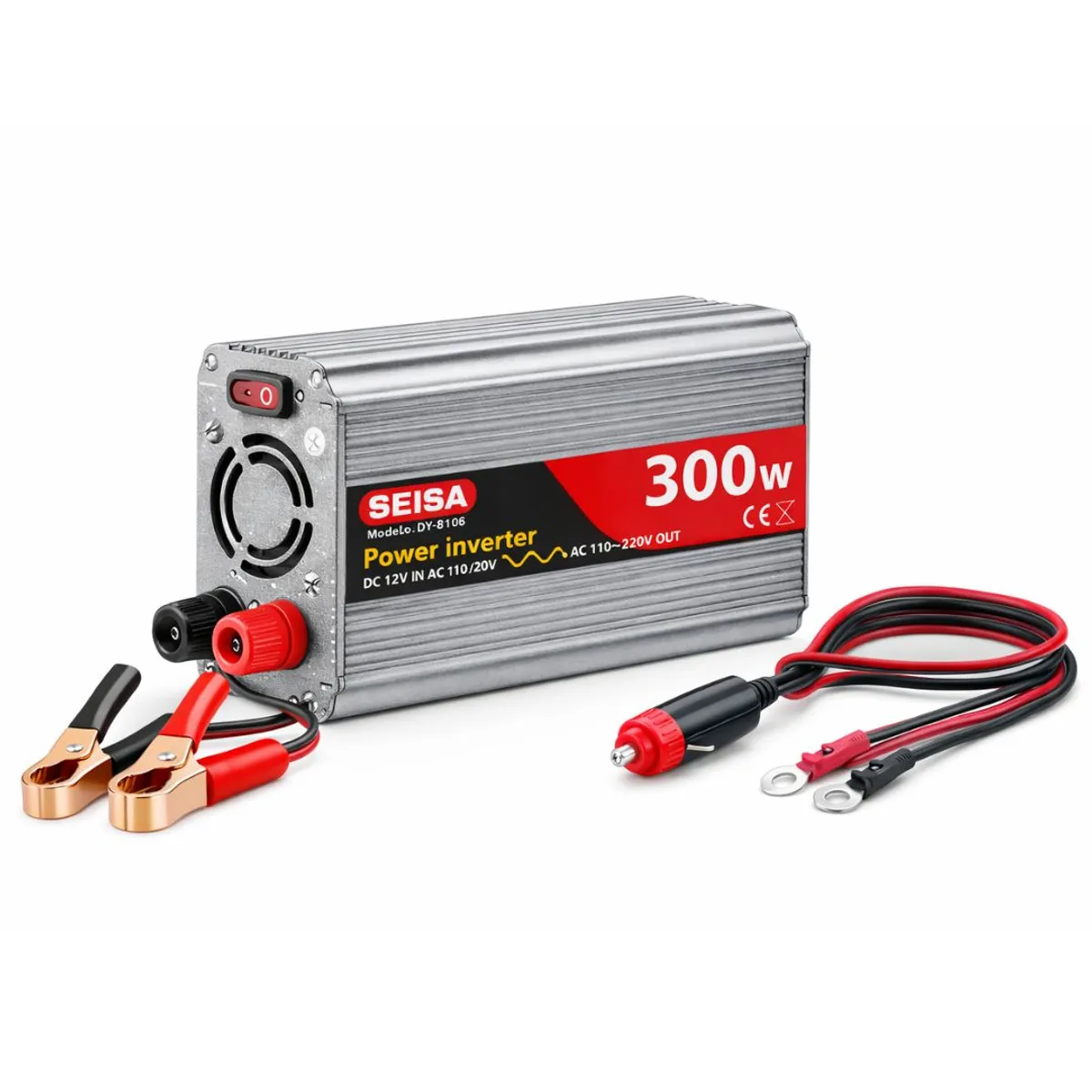 SEISA - Inversor de Corriente para Auto 300W 12V a 220V con Protección Múltiple y Doble Conexión