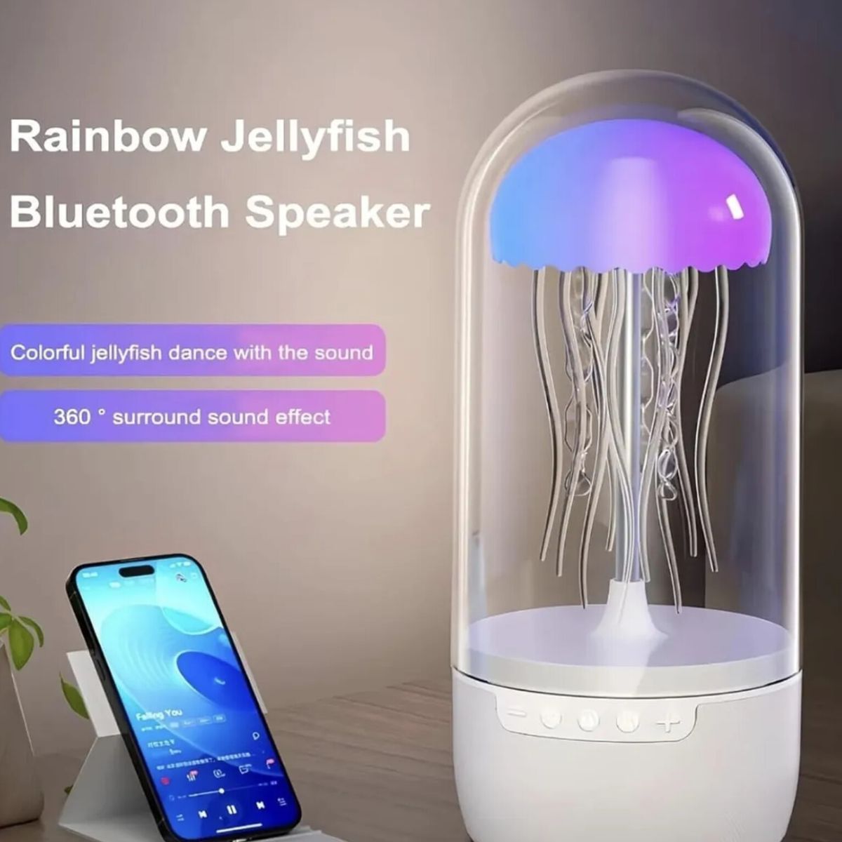 OEM - Parlante Lámpara de Medusa Bluetooth multicolor