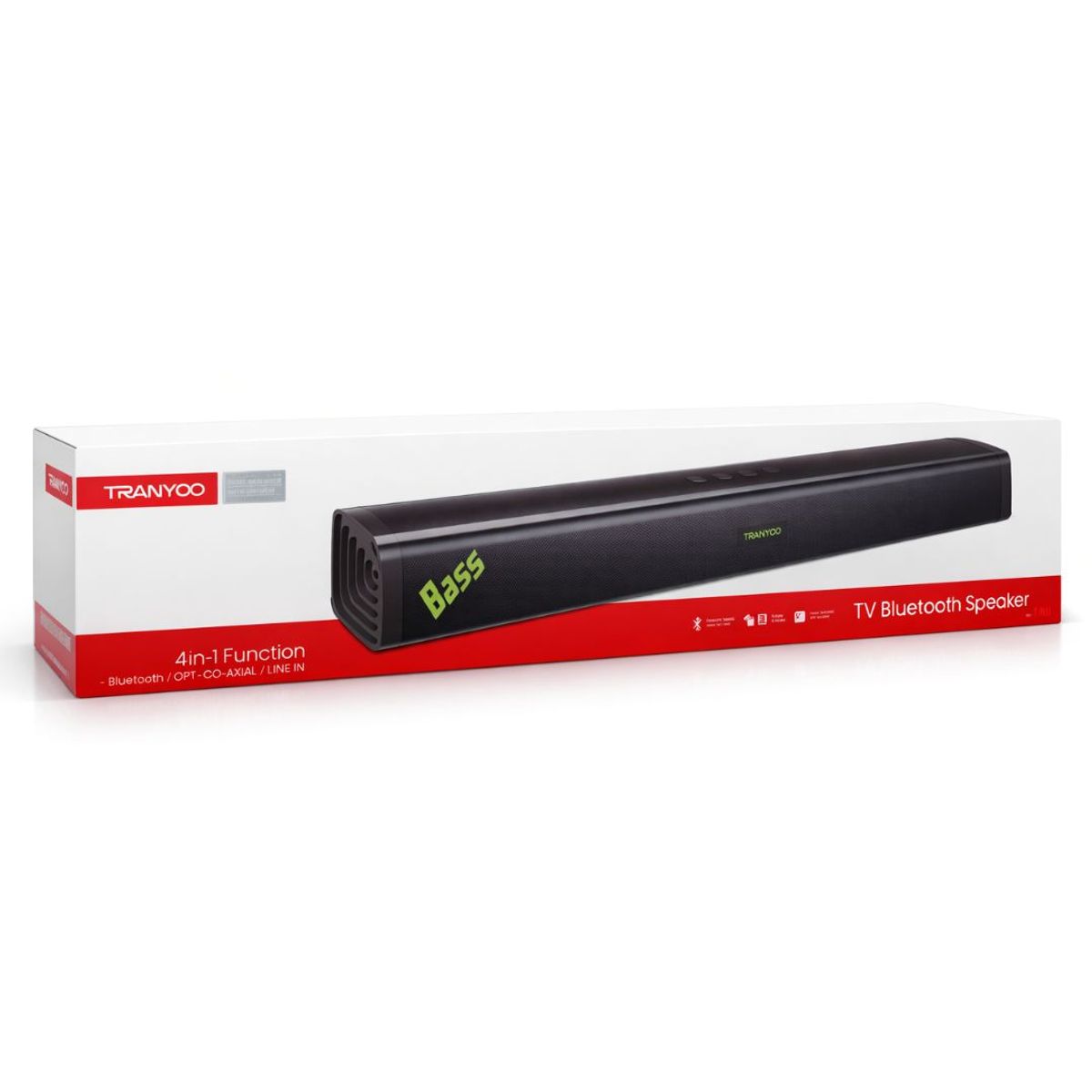 TRANYOO - Barra de Sonido Bluetooth 20W Soundbar para TV y PC con Sonido Envolvente y Múltiples Entradas