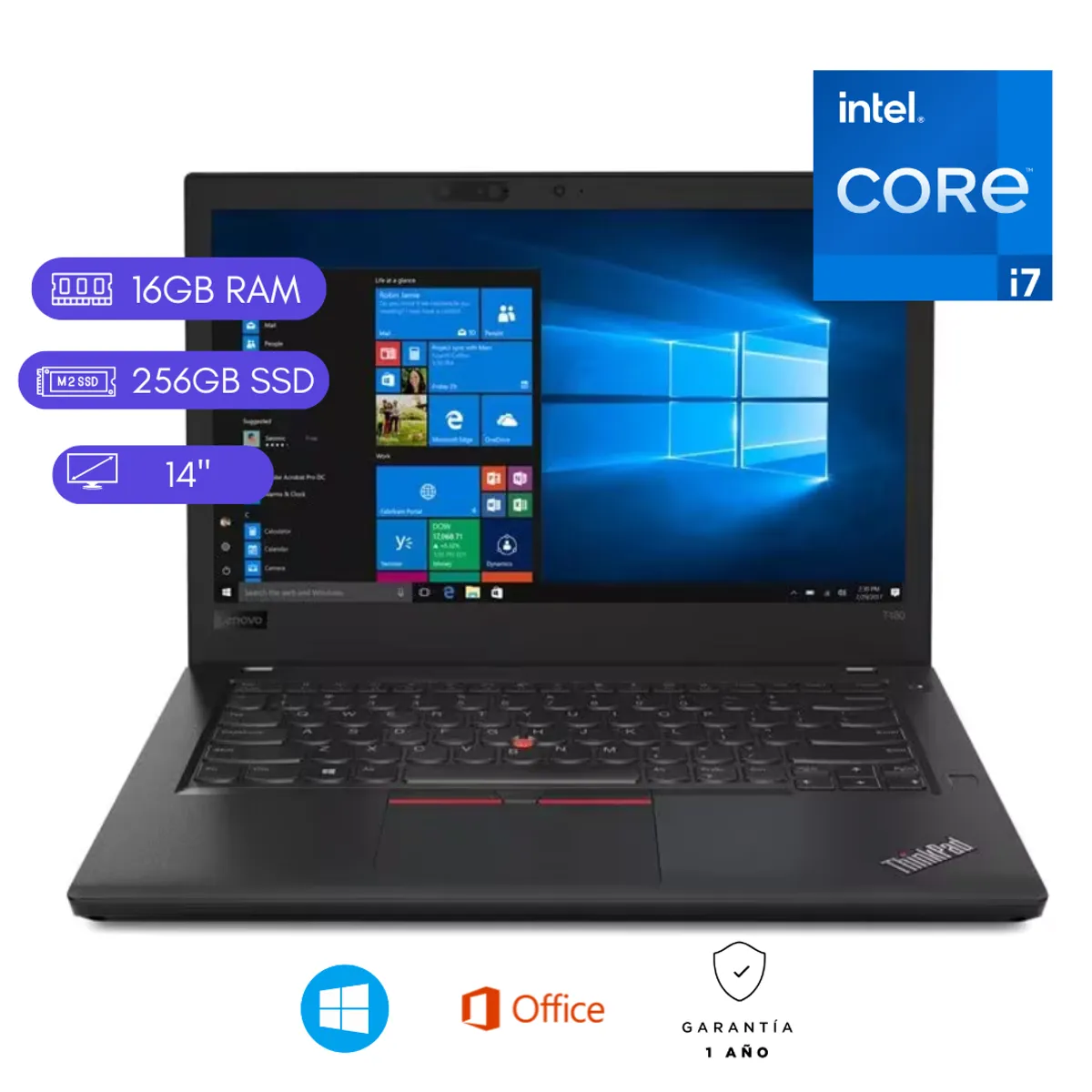 LENOVO - LAPTOP REACONDICIONADA LENOVO THINKPAD T480 CORE I7 8VA/ 16GB RAM/ 256 SSD/ 14"