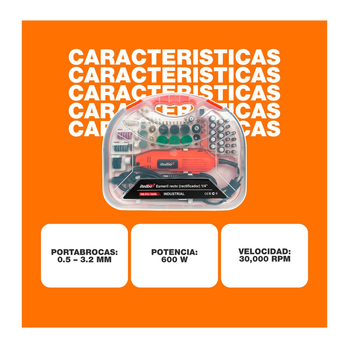REDBO - Kit De Accesorios Para Mini Rectificadora 1/4' Industrial 50/60 600 W