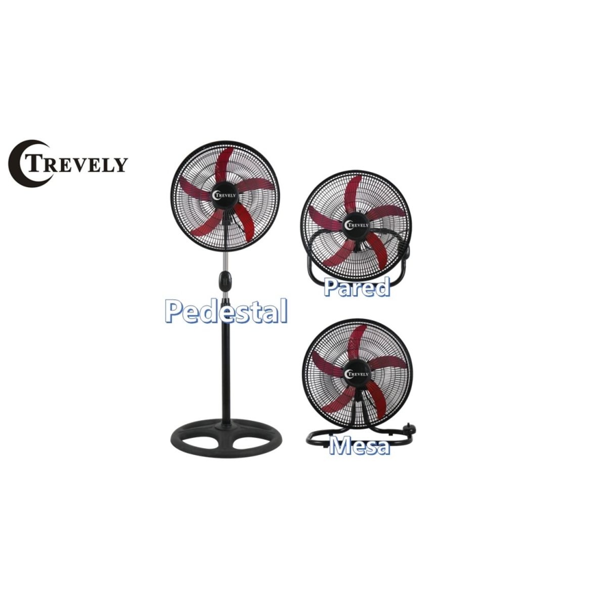 TREVELY - Ventilador 3 en 1  18" TREVELY VT-1832 - 90W - rojo