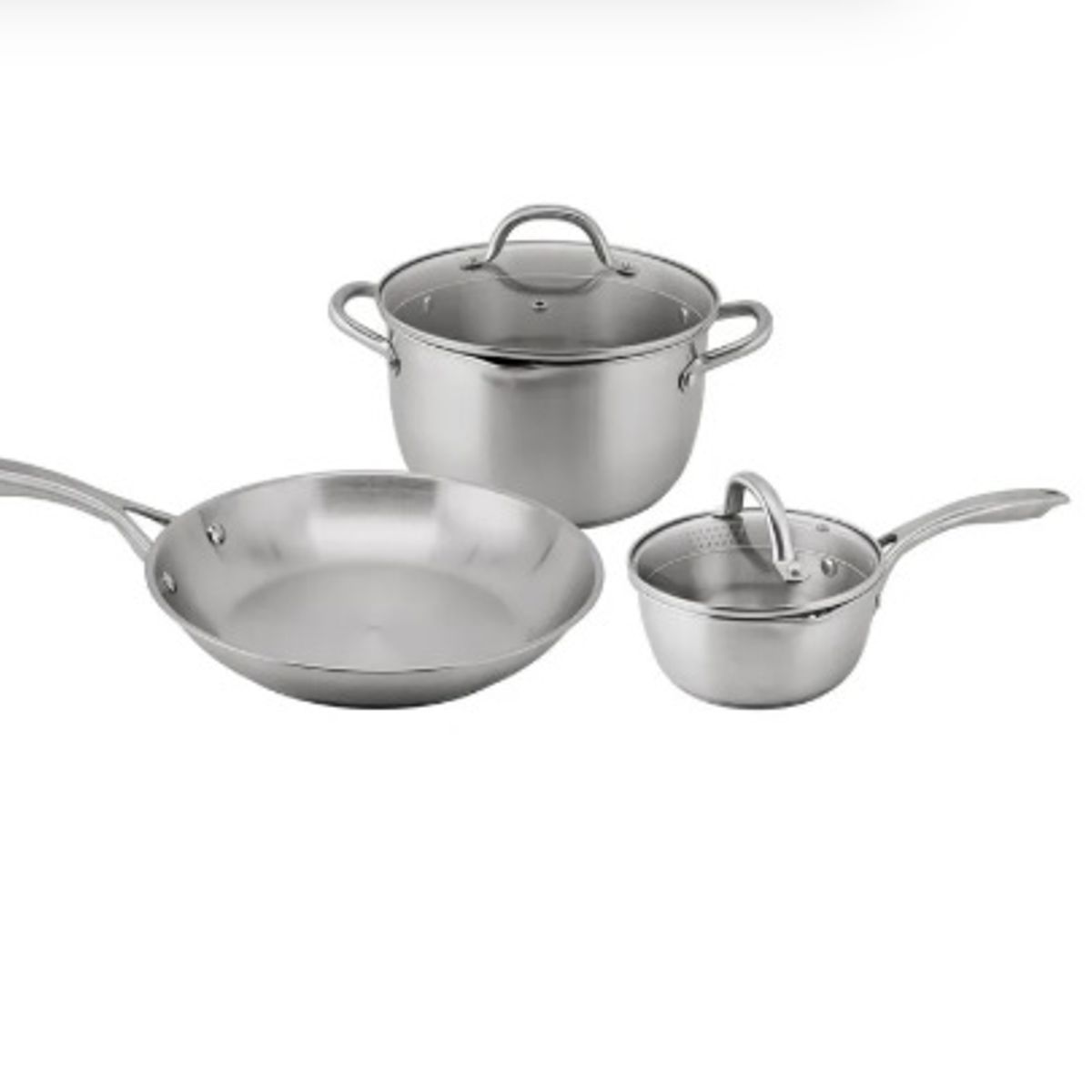 GENERICO - JUEGO DE OLLAS 5 PIEZAS ACERO INOXIDABLE