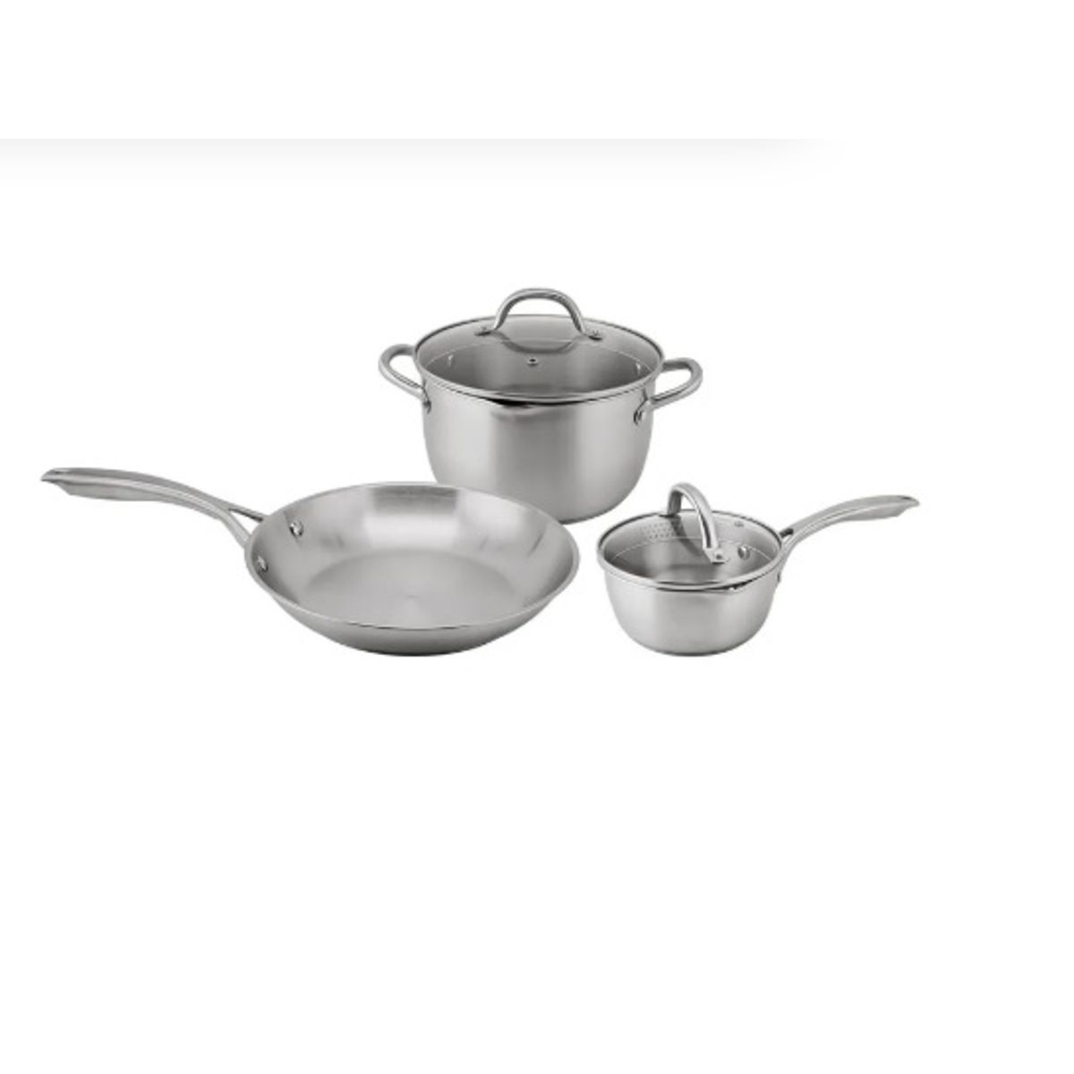 GENERICO - JUEGO DE OLLAS 5 PIEZAS ACERO INOXIDABLE