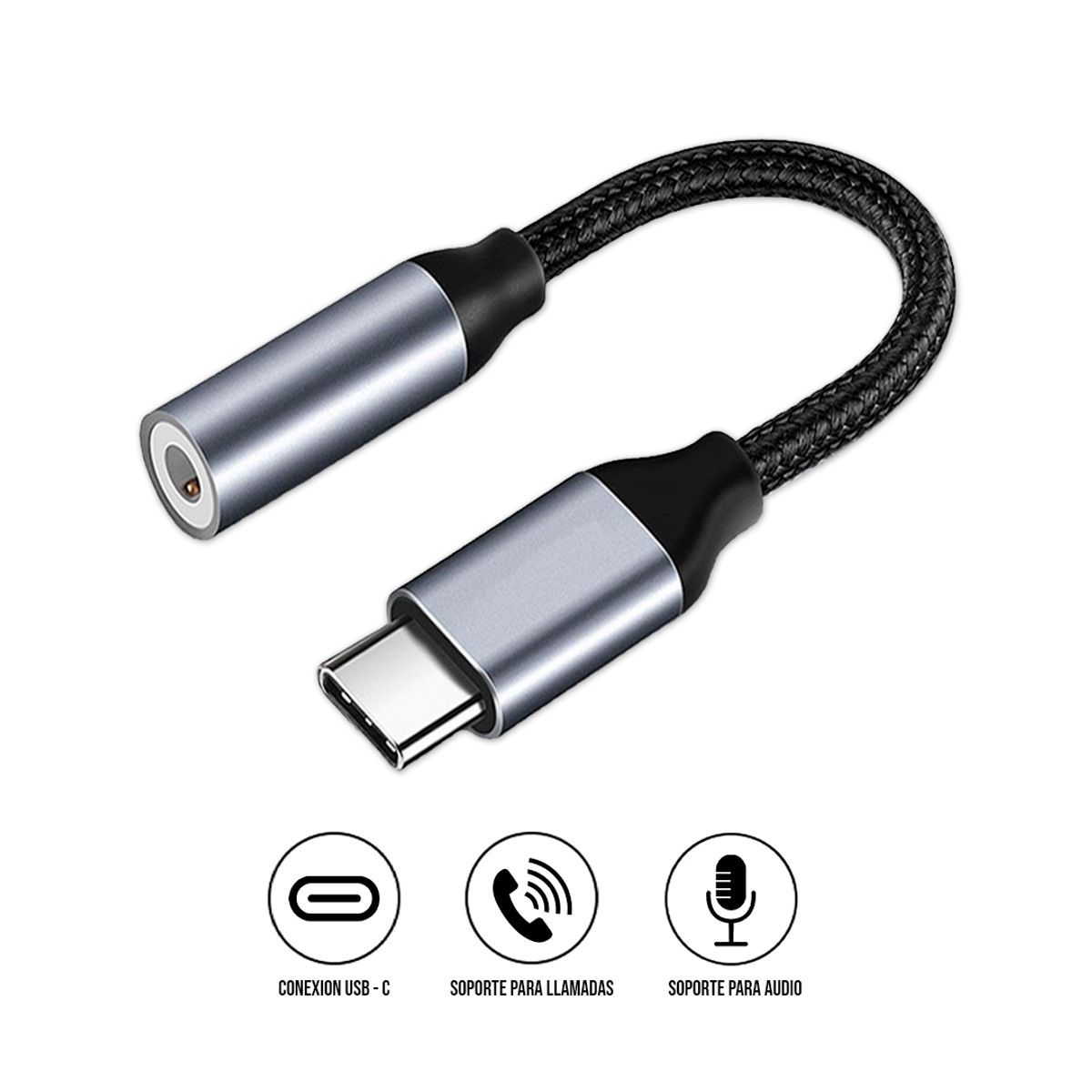 S&T - Cable Adaptador USB-C a 3.5mm TCEA-01 Negro Gris