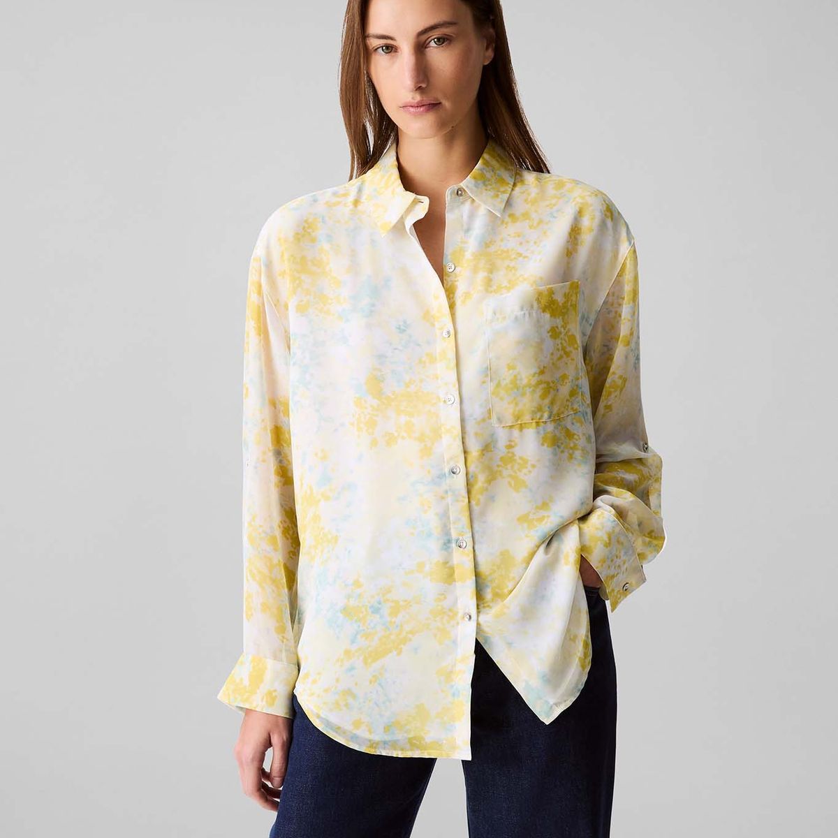 CALVIN KLEIN - BLUSA ROLL SLEEVE UTILITY POCKET BLO CK