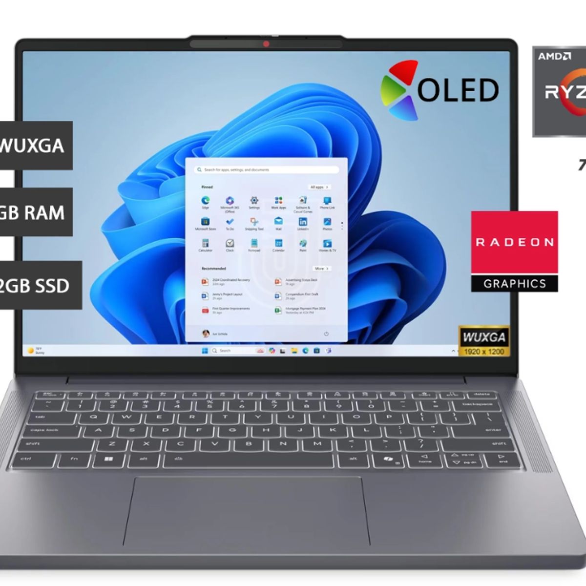 LENOVO - LAPTOP LENOVO IDEAPAD SLIM 3 RYZEN 7 7735HS 83K6005DLM RAM 16GB DDR5 SSD 512GB 14" WUXGA OLED