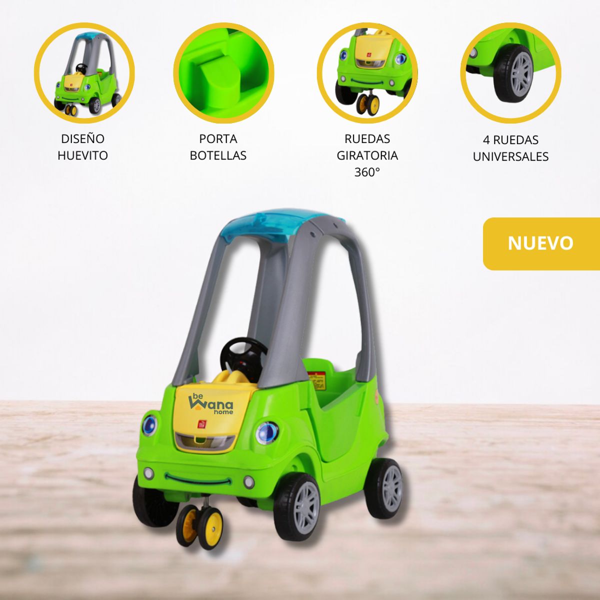 GENERICO - Carro Huevito con Empujador «SPINTORE» Green
