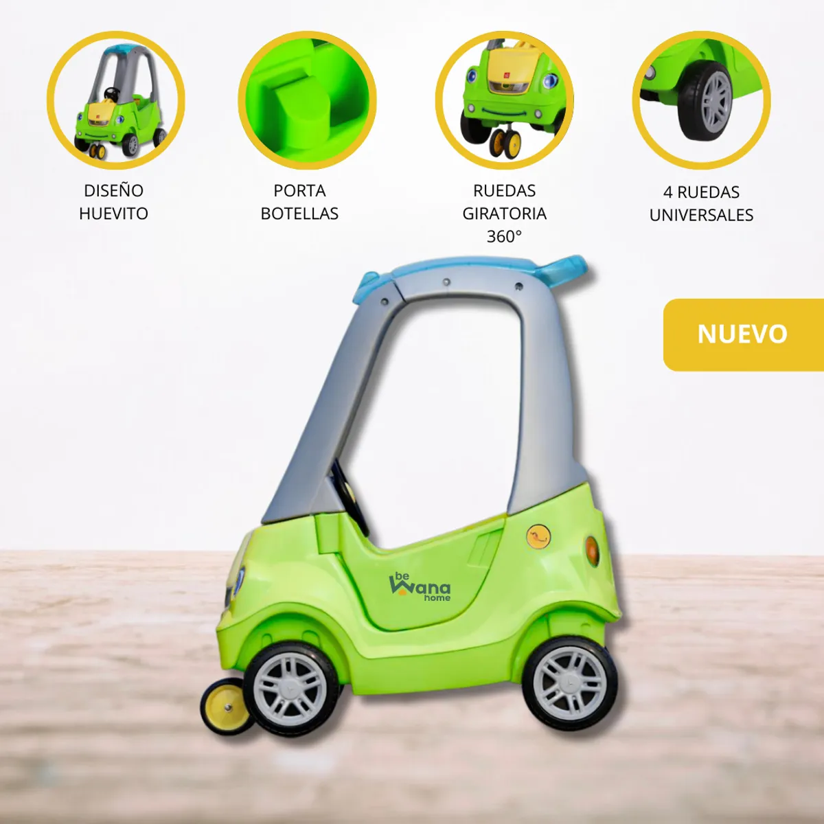 GENERICO - Carro Huevito con Empujador «SPINTORE» Green