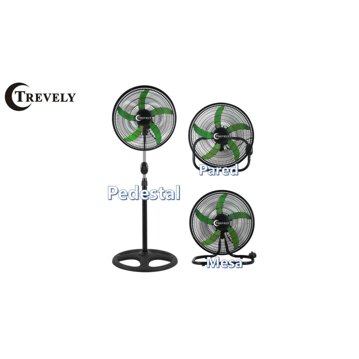 TREVELY - Ventilador 3 en 1  18" TREVELY VT-1832 - 90W - verde