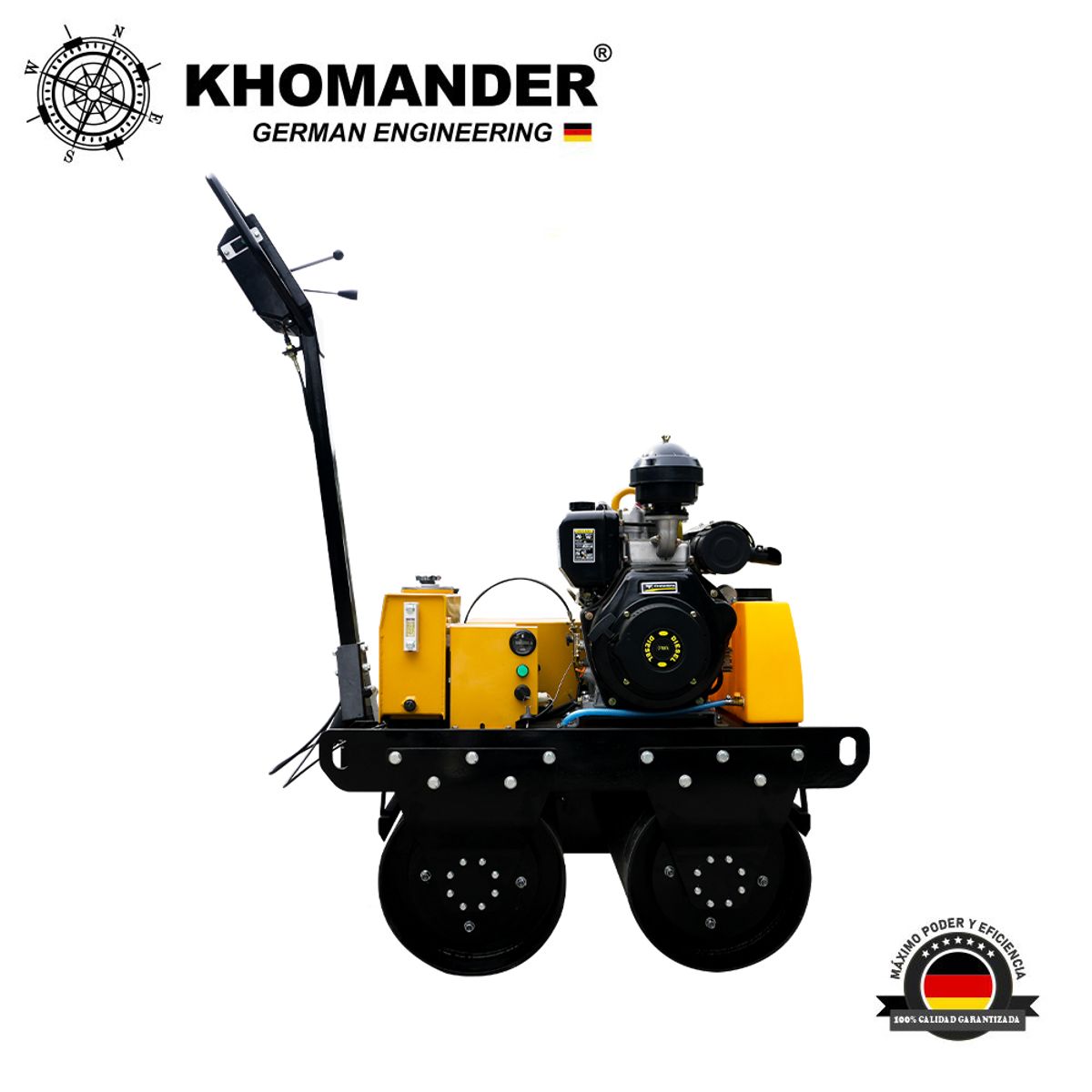 KHOMANDER - RODILLO COMPACTADOR PARA ASFALTO Y SUELO CON MOTOR 16HP - KHOMANDER