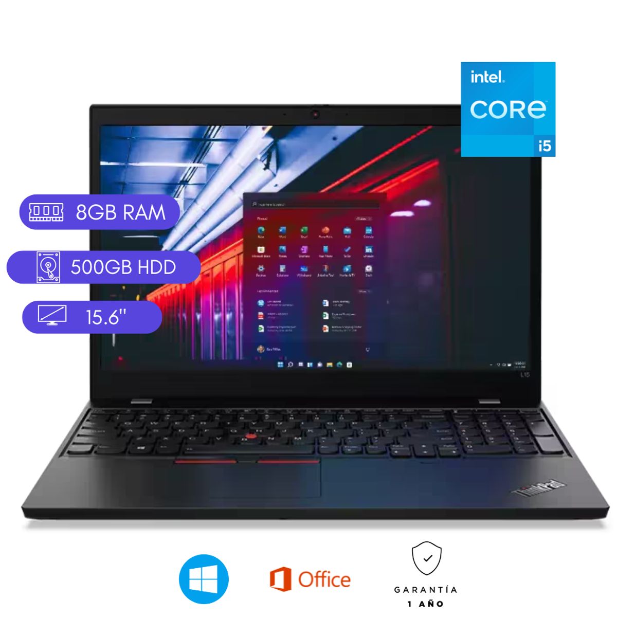 LENOVO - Laptop Reacondicionada Lenovo Thinkpad L15 -Core i5 11va - 16GB RAM - 256GB SSD- Negro