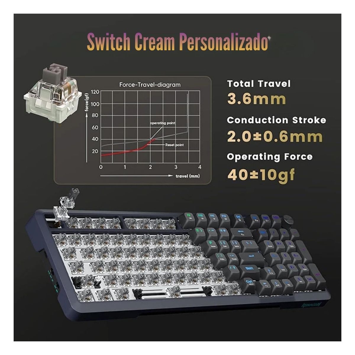 REDRAGON - Redragon - Teclado Bragi Pro K688GB RGB 98% Wireless Español Switch Lineal