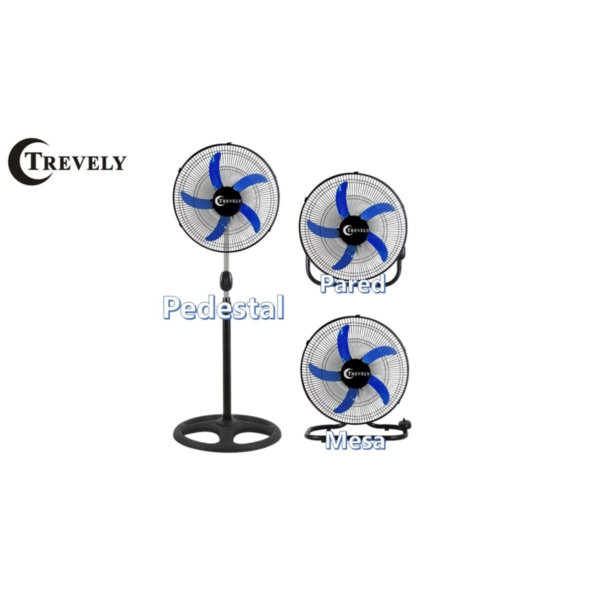 TREVELY - Ventilador 3 en 1  18" TREVELY VT-1834 - 90W - azul