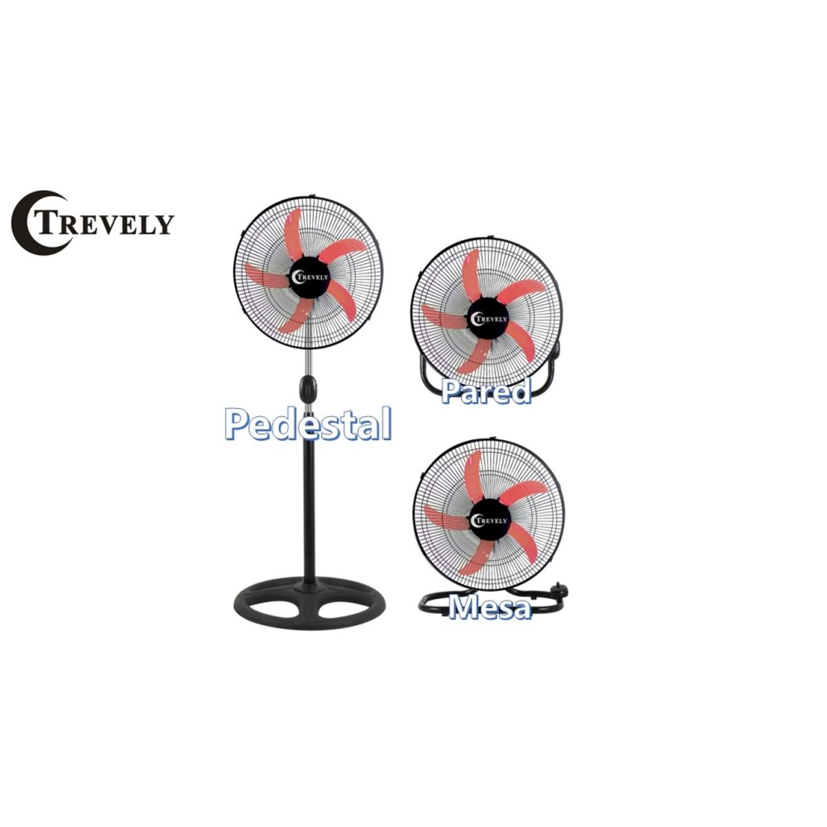 TREVELY - Ventilador 3 en 1  18" TREVELY VT-1834 - 90W - naranja