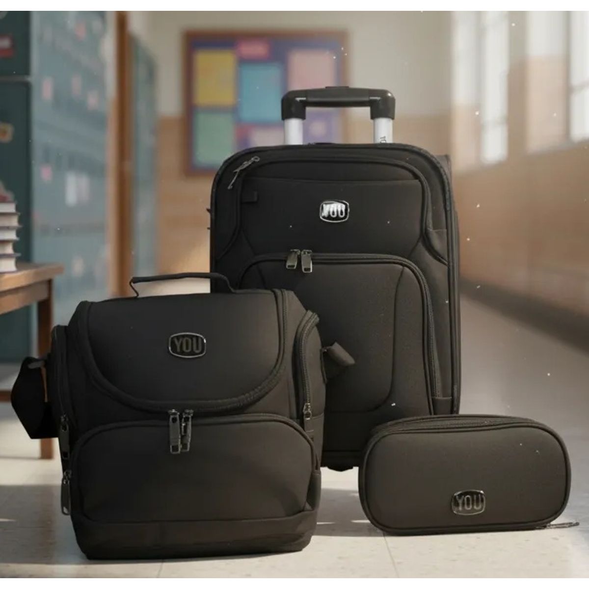 YOU - Mochila Escolar You con Ruedas 360+ Cartuchera y lonchera