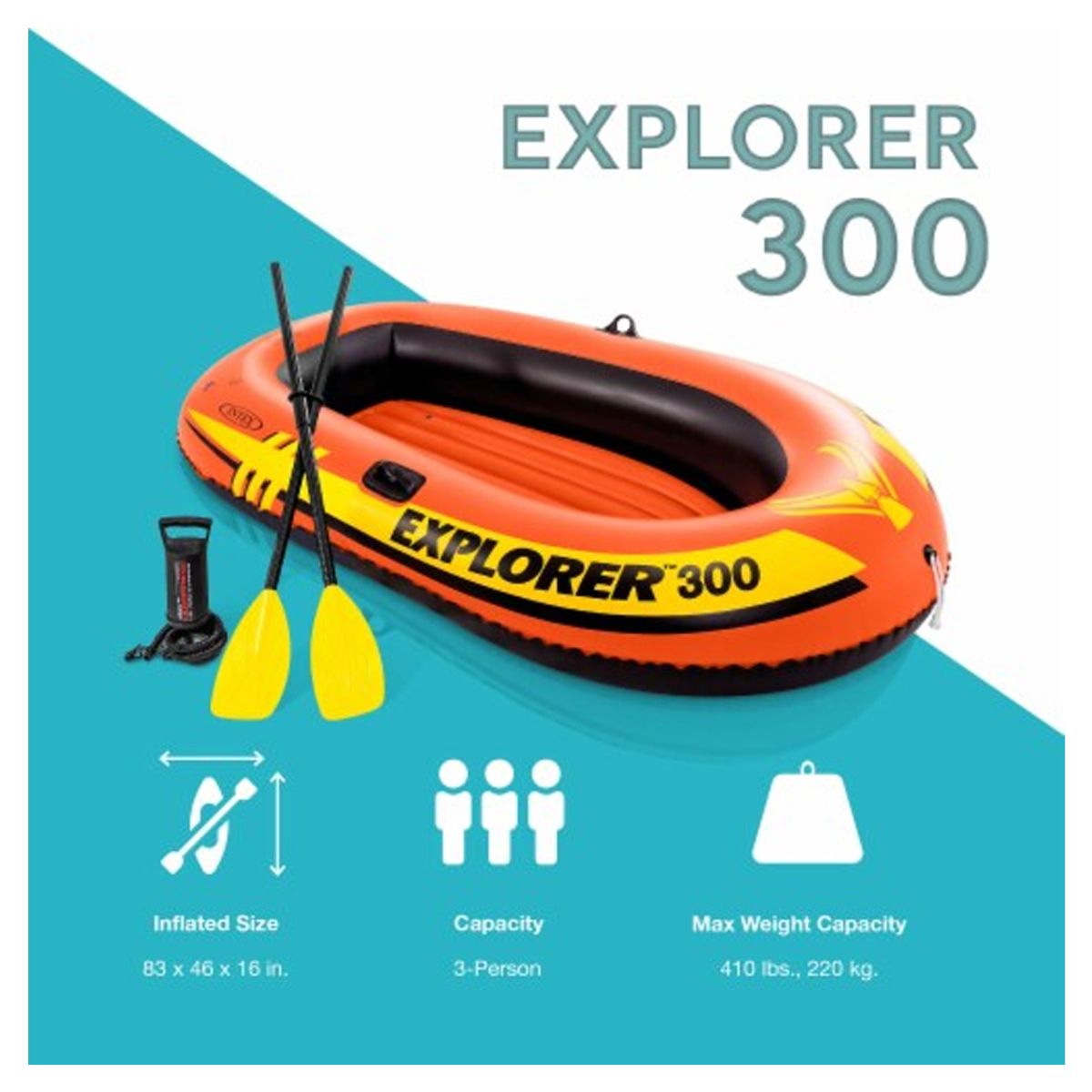 GENERICO - BOTE INFLABLE EXPLORER 300PRO +2REMOS +INFLADOR
