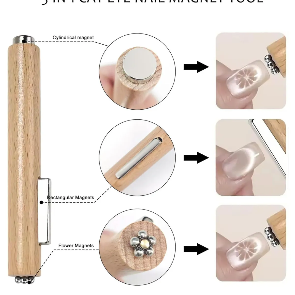 GENERICO - Imán de Lápiz de Madera VENALISA para Esmaltes Ojo de Gato Cat Eye