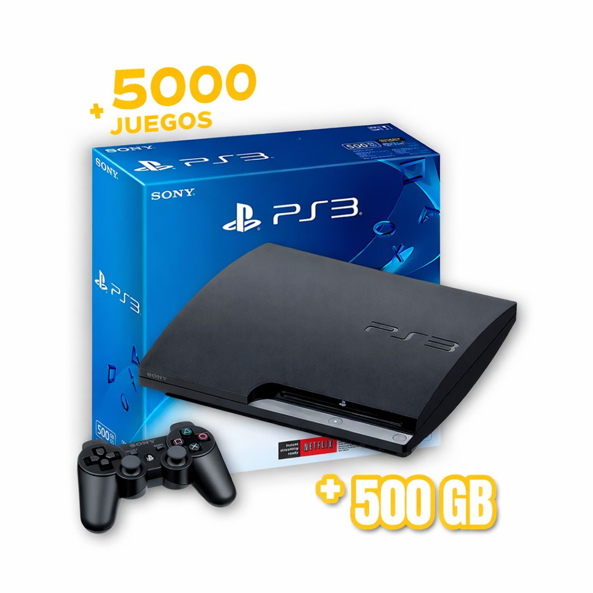 SONY - Consola PlayStation 3 / Ps3 Slim Reacondicionado 500GB + 5000 Juegos