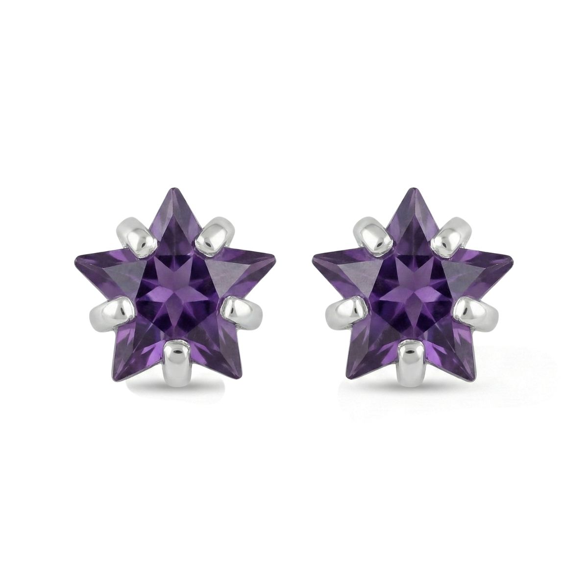 KARMY - Set Aretes Collar Estrella Violeta Regalo Niña Cumpleaños Plata