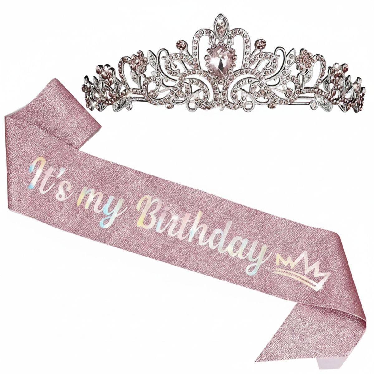 GENERICO - CORONA TIARA PARA  CUMPLEAÑOS FIESTA ( BANDA + CORONA )