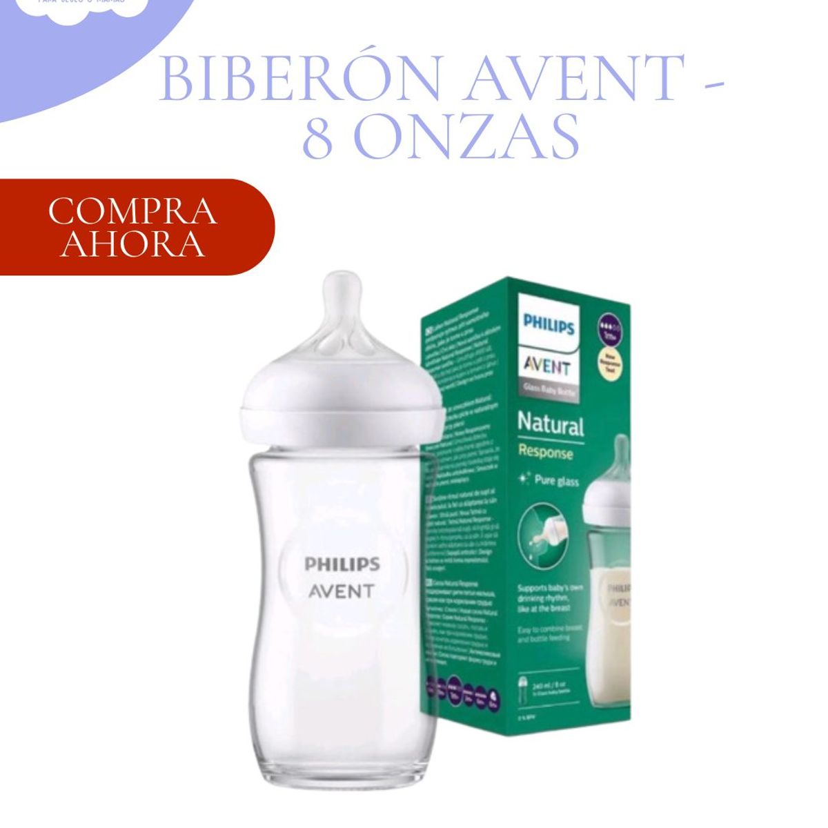 Biberon De Vidrio Avent Natural  8 ONZAS PARA NIÑOS, marca Baby - Foto Principal